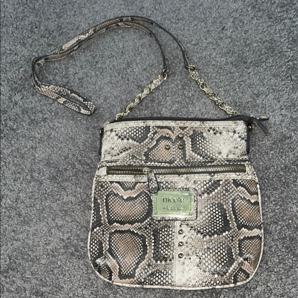 Nicole Miller Snake Print Crossbody Bag